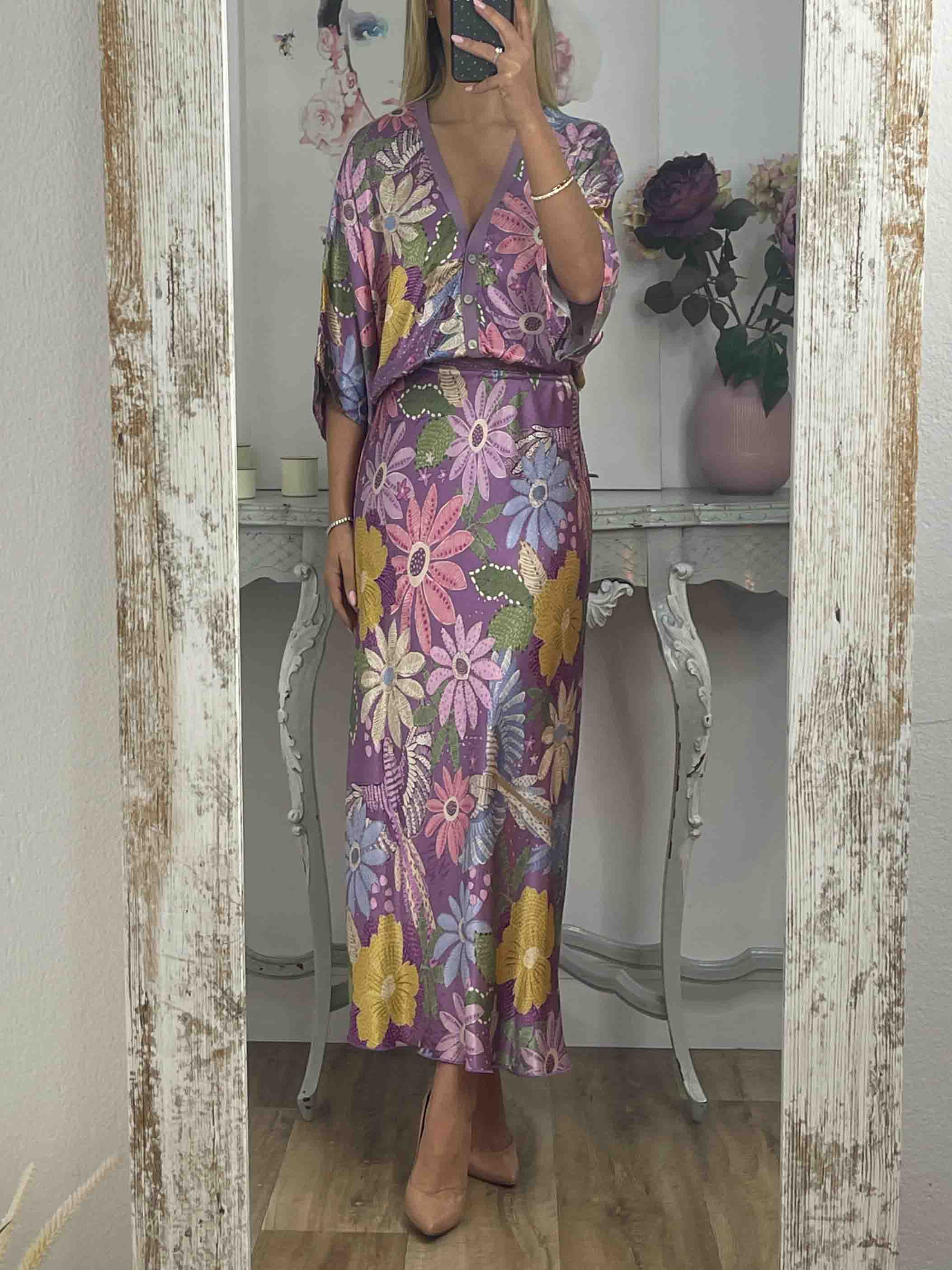 Satin Summer Set with Floral Print