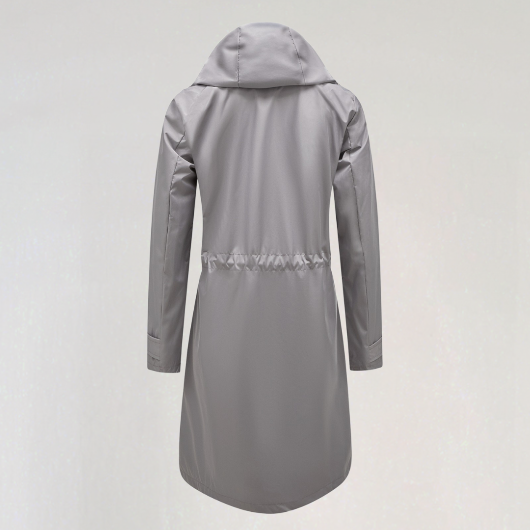 Women's Waterproof Long Raincoat with Hood | Lightweight Trench Jacket for Autumn & Winter