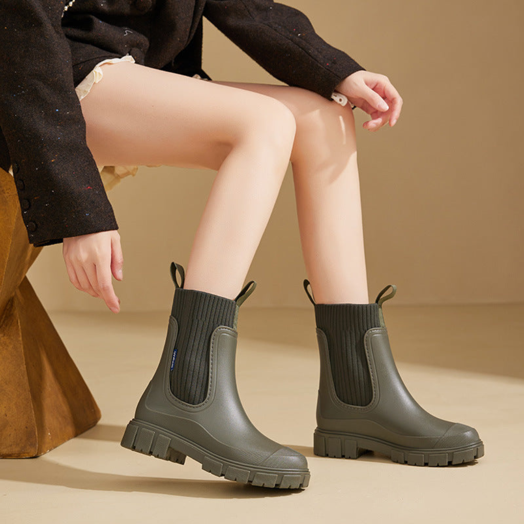 Elastic Waterproof Ankle Boots for Women | Non-Slip Stylish Chelsea Boots Design