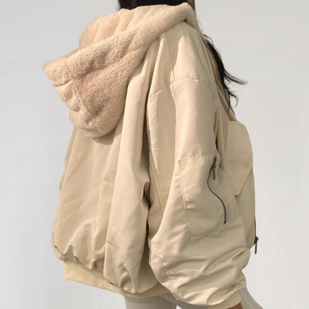 Reversible Teddy Fleece Bomber Jacket | Warm Coat With Hood