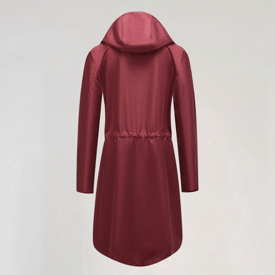 Women's Waterproof Long Raincoat with Hood | Lightweight Trench Jacket for Autumn & Winter