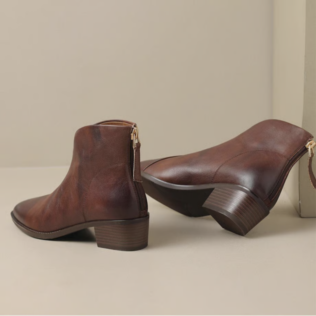 Women’s Pointed Toe Leather Ankle Boots