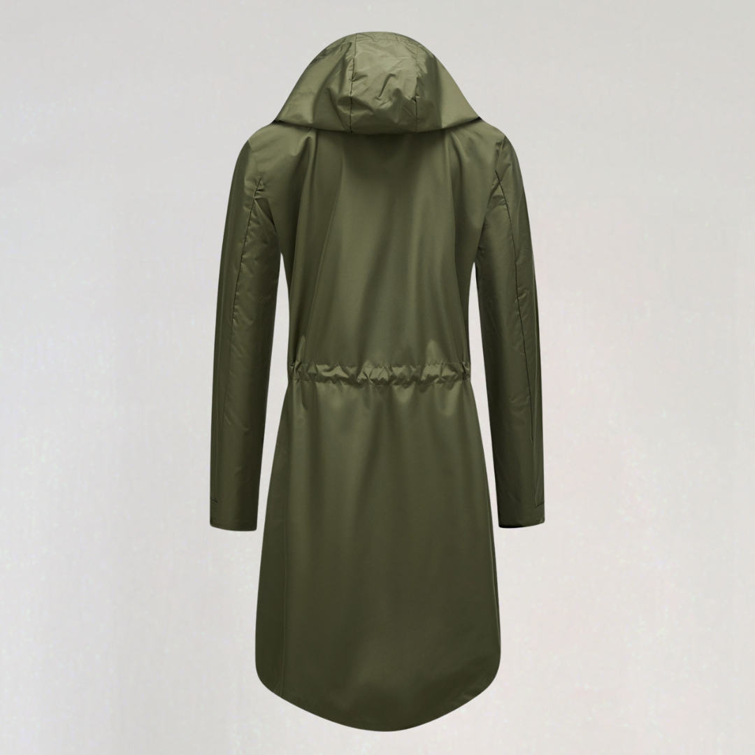 Women's Waterproof Long Raincoat with Hood | Lightweight Trench Jacket for Autumn & Winter