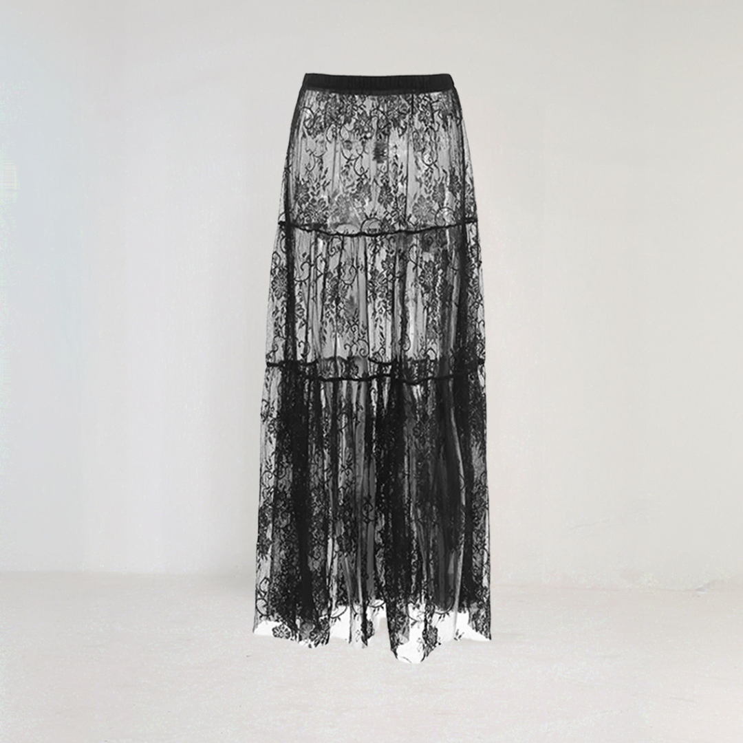 Black Lace Maxi Skirt