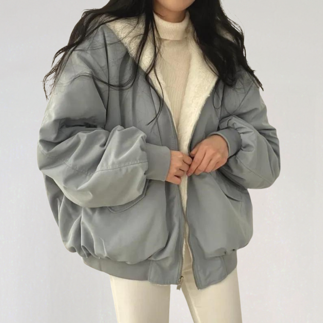 Reversible Teddy Fleece Bomber Jacket | Warm Coat With Hood