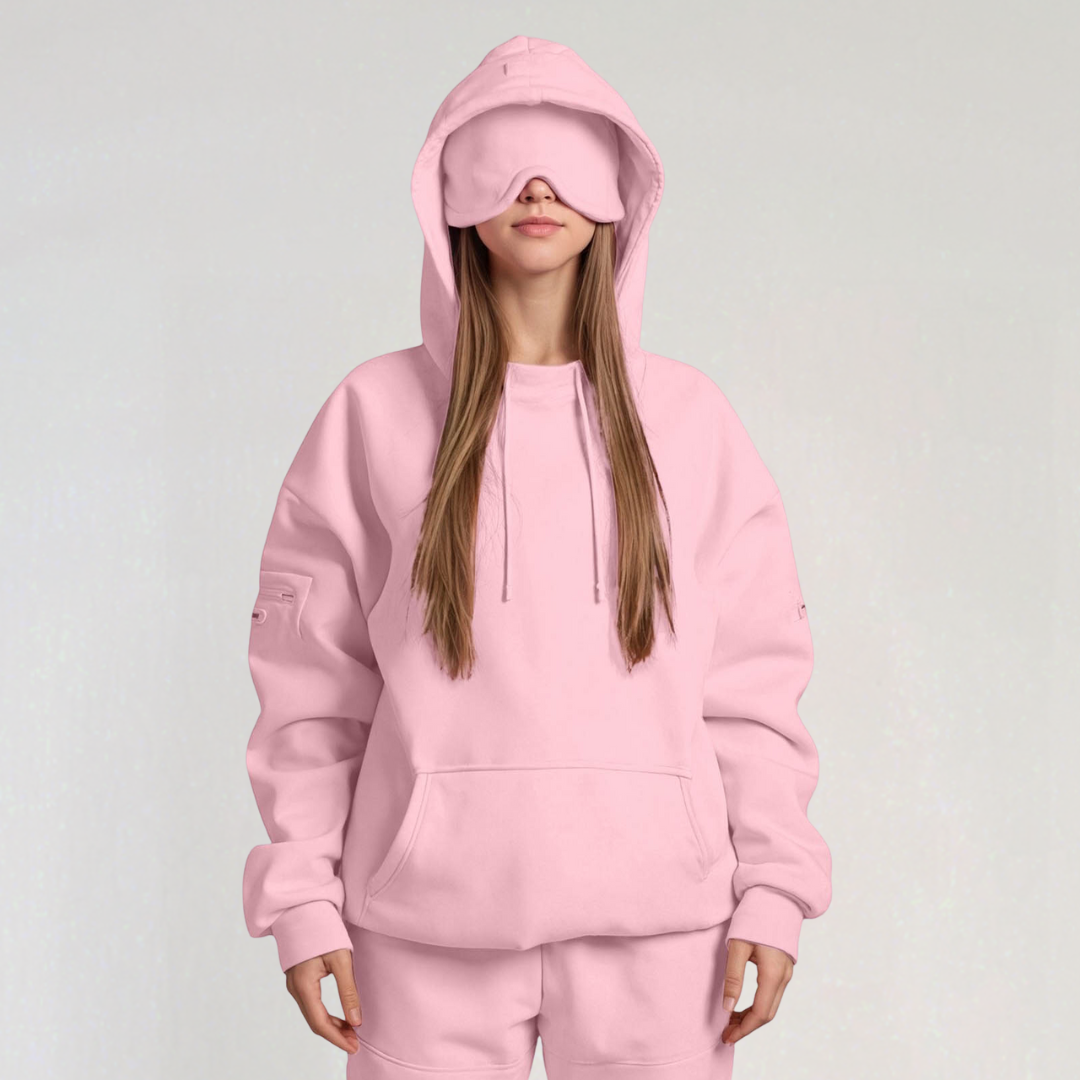 Oversized Hoodie with Built-in Sleep Mask | Cozy Travel Hoodie for Women