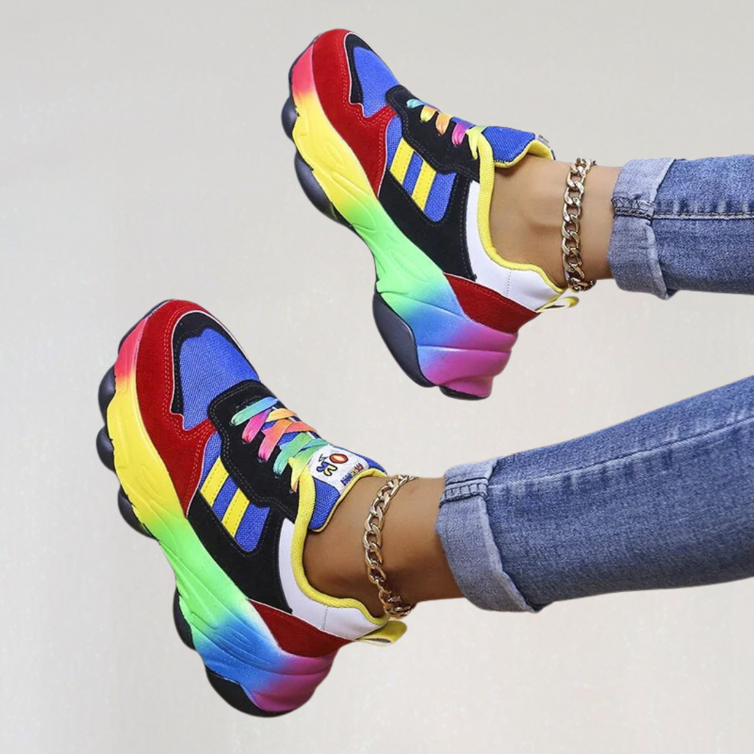 Rainbow Chunky Sneakers for Women | Colorful Platform Fashion Trainers