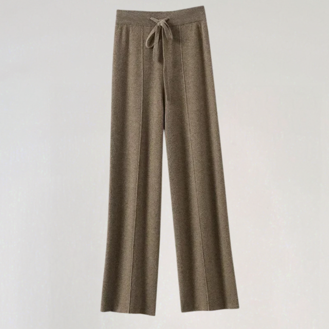 Women’s Cashmere Wide-Leg Knit Pants | High-Waist Lounge Trousers for Winter Comfort & Style