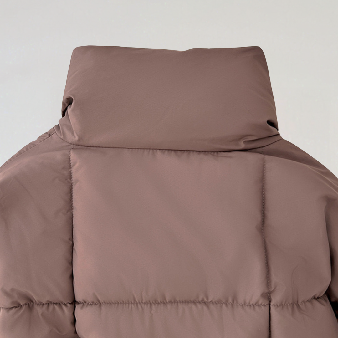 Elegant Quilted Puffer Jacket with Belt for Women