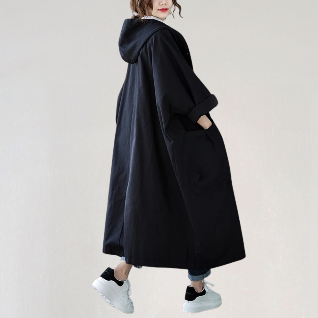 Long Hooded Waterproof Trench Coat | Lightweight Fall Layering Jacket