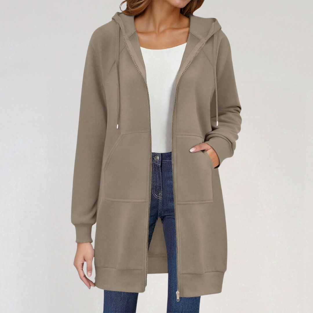 Women’s Long Oversized Zip-Up Hoodie Cardigan