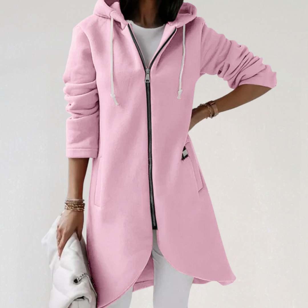 Longline Zip-Up Hoodie Jacket | Sleek Hooded Layering Piece