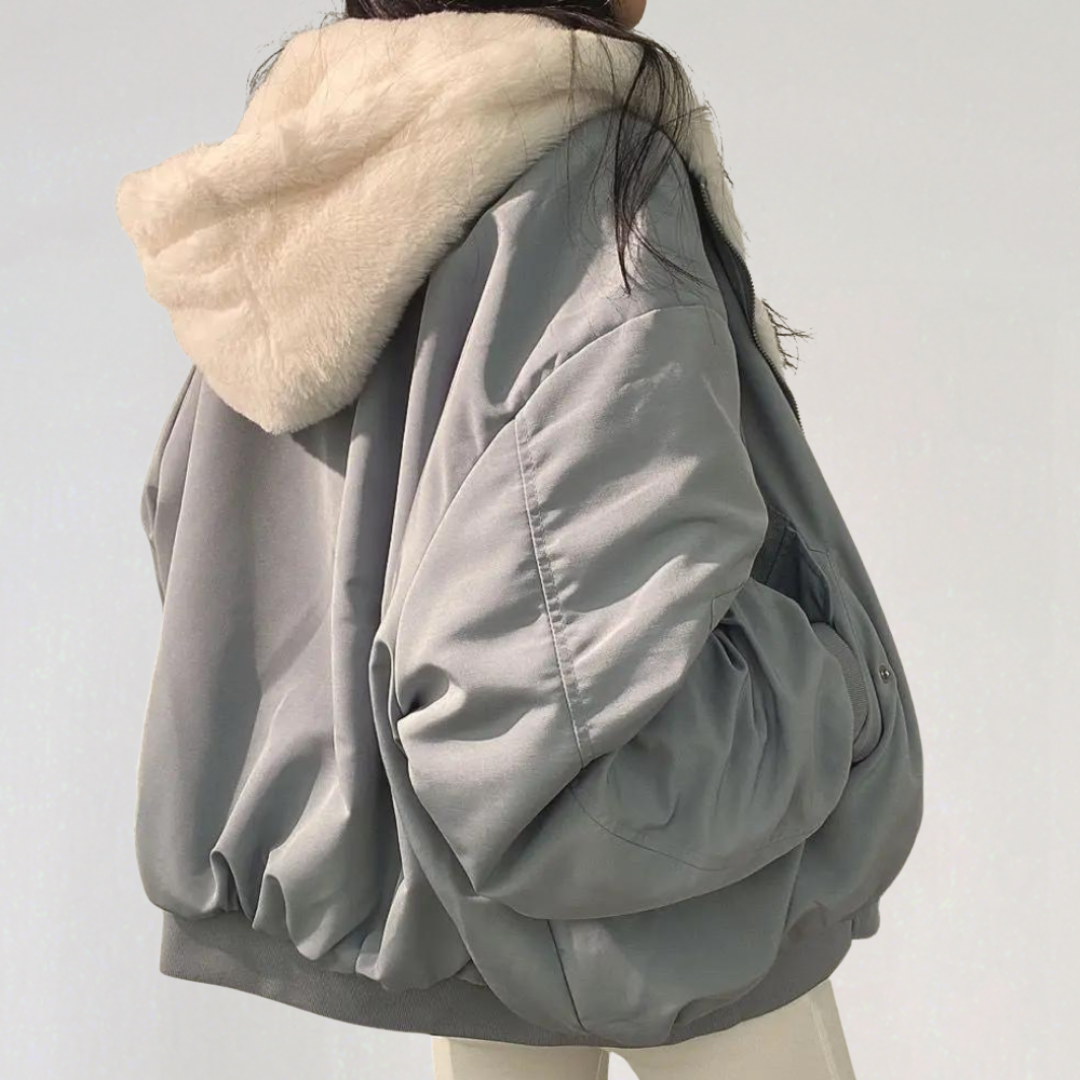 Reversible Teddy Fleece Bomber Jacket | Warm Coat With Hood