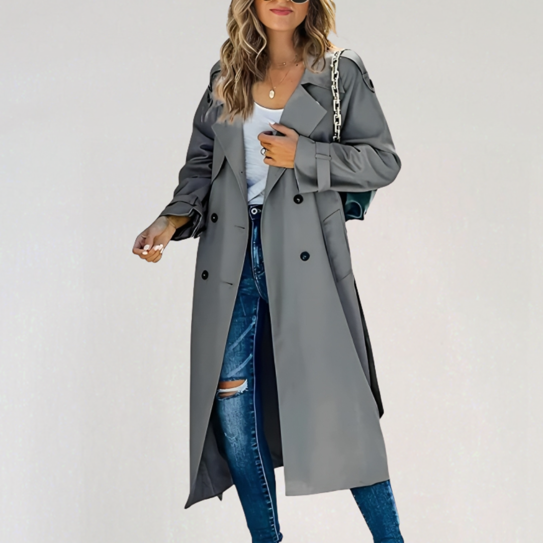 Oversized Trench Coat for Women | Long Double Breasted Windbreaker