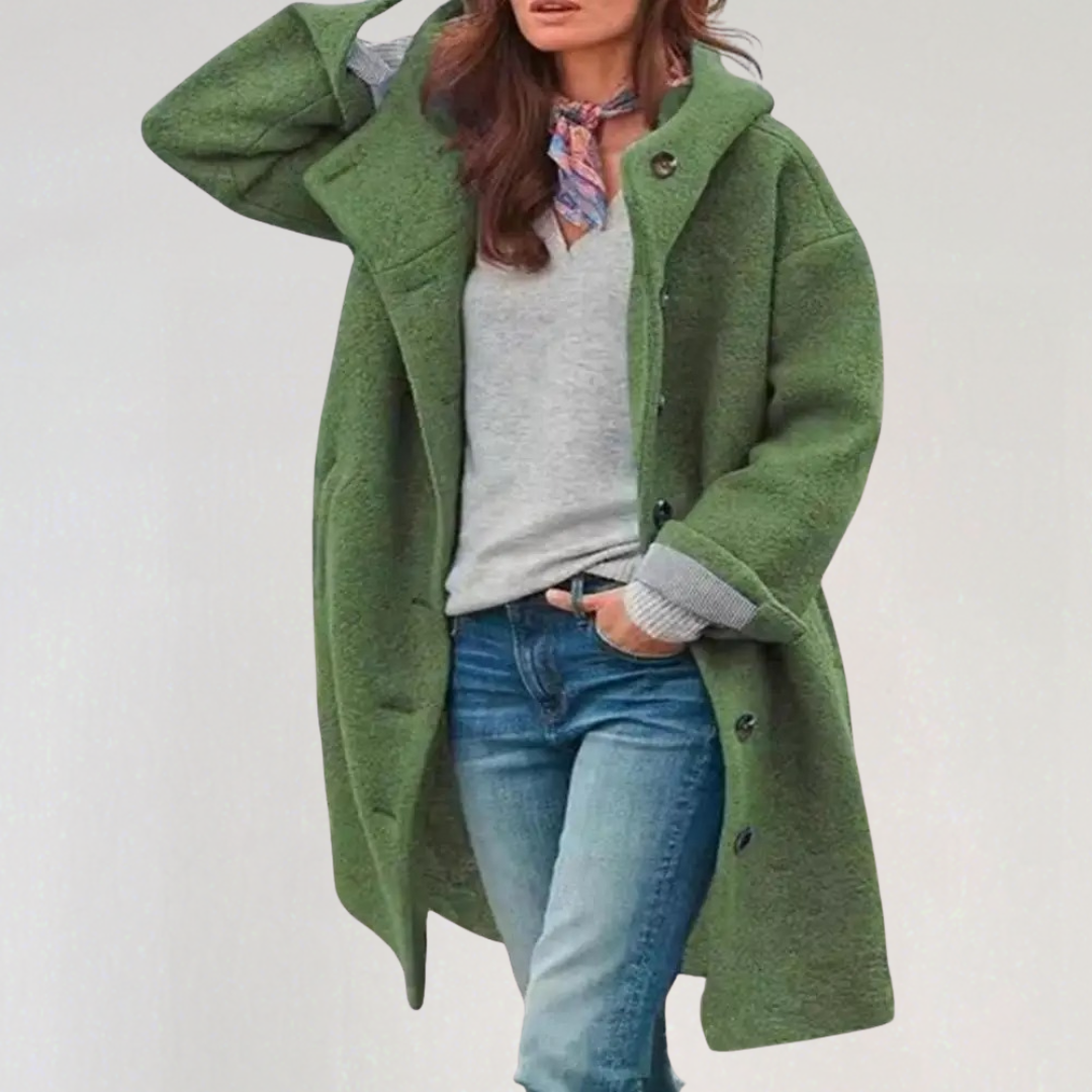 Oversized Double‑Breasted Wool Blend Coat