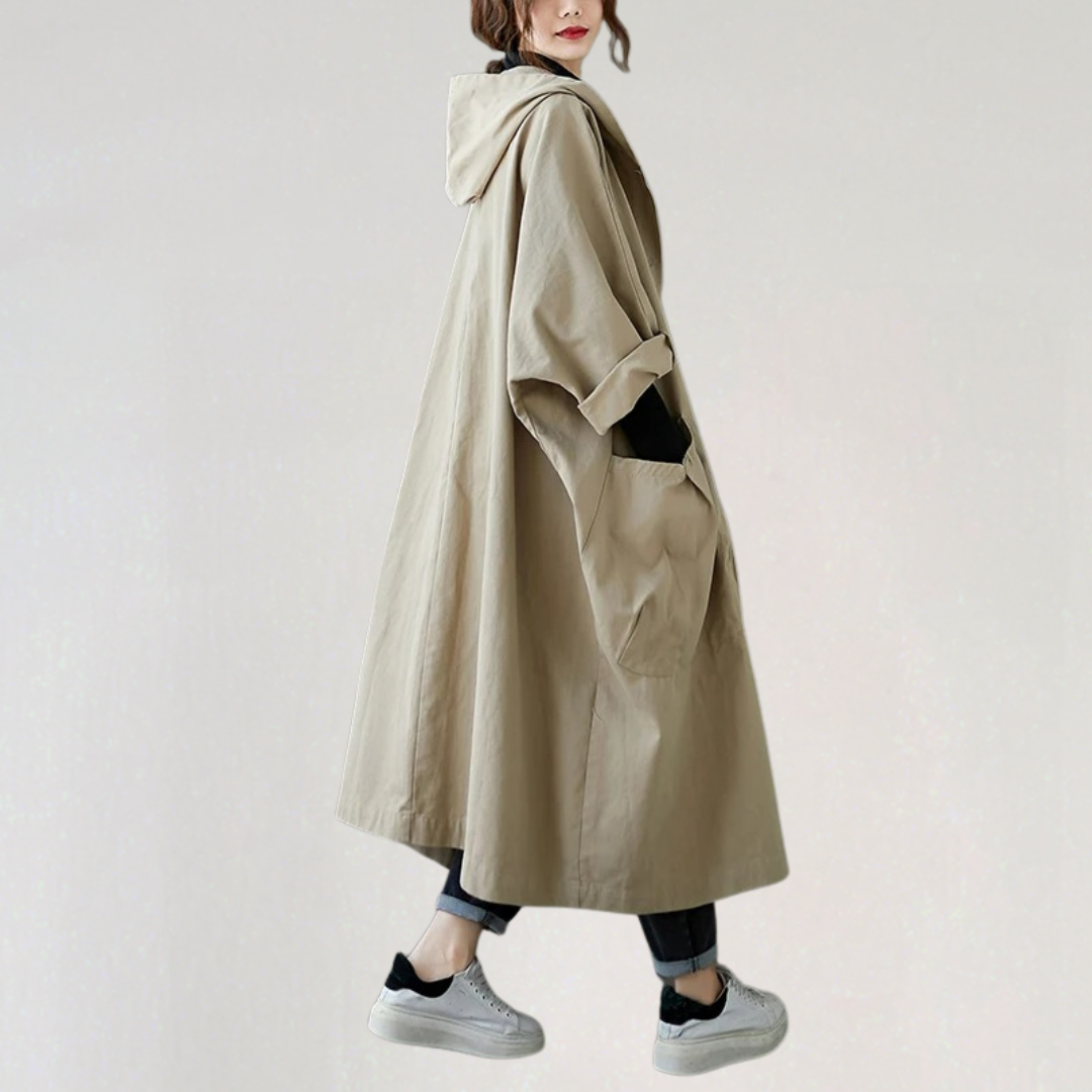 Long Hooded Waterproof Trench Coat | Lightweight Fall Layering Jacket