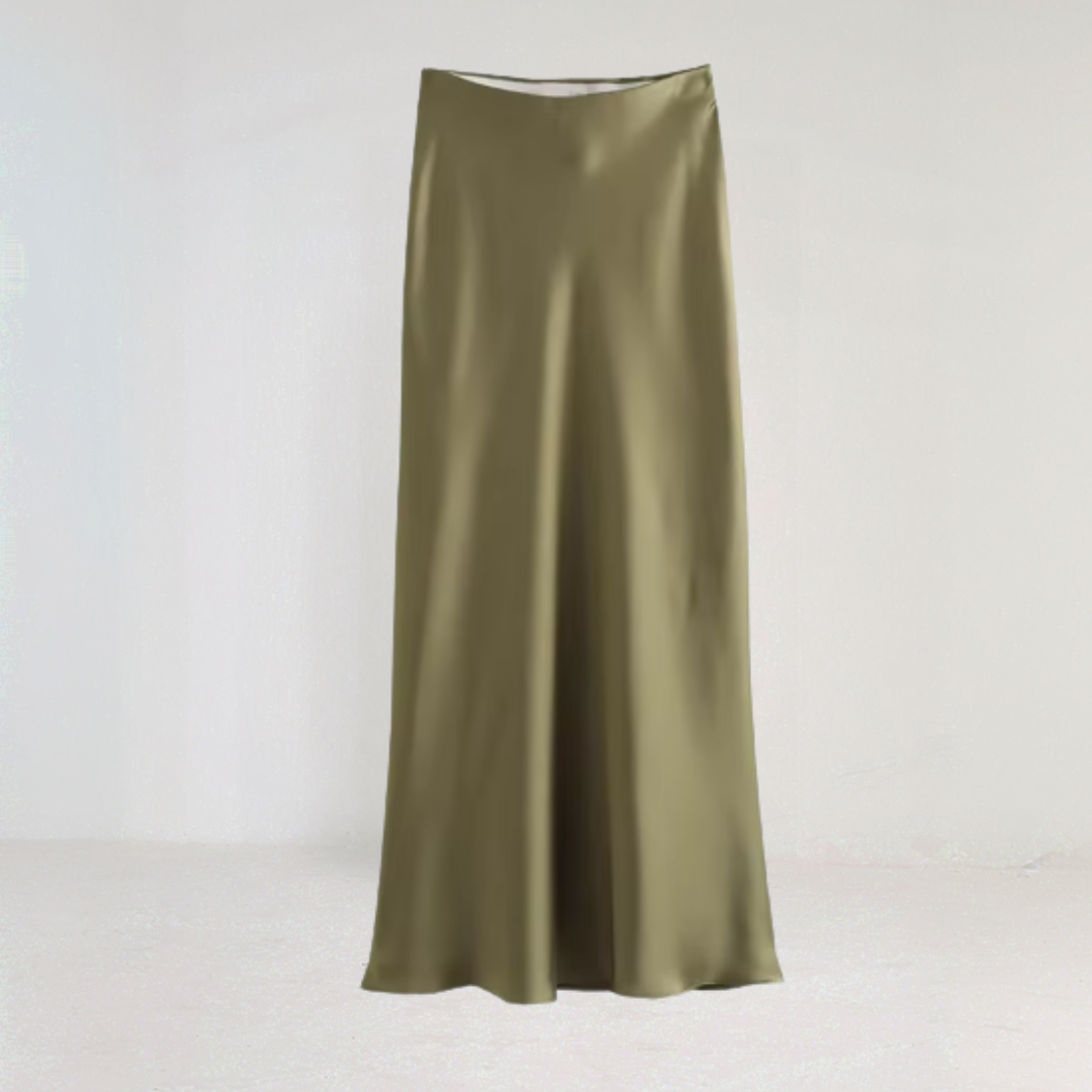 Elegant Satin Midi Skirt