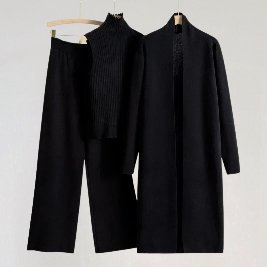 Elegant 3 Piece Winter Set for Women | Matching Knit Loungewear Set