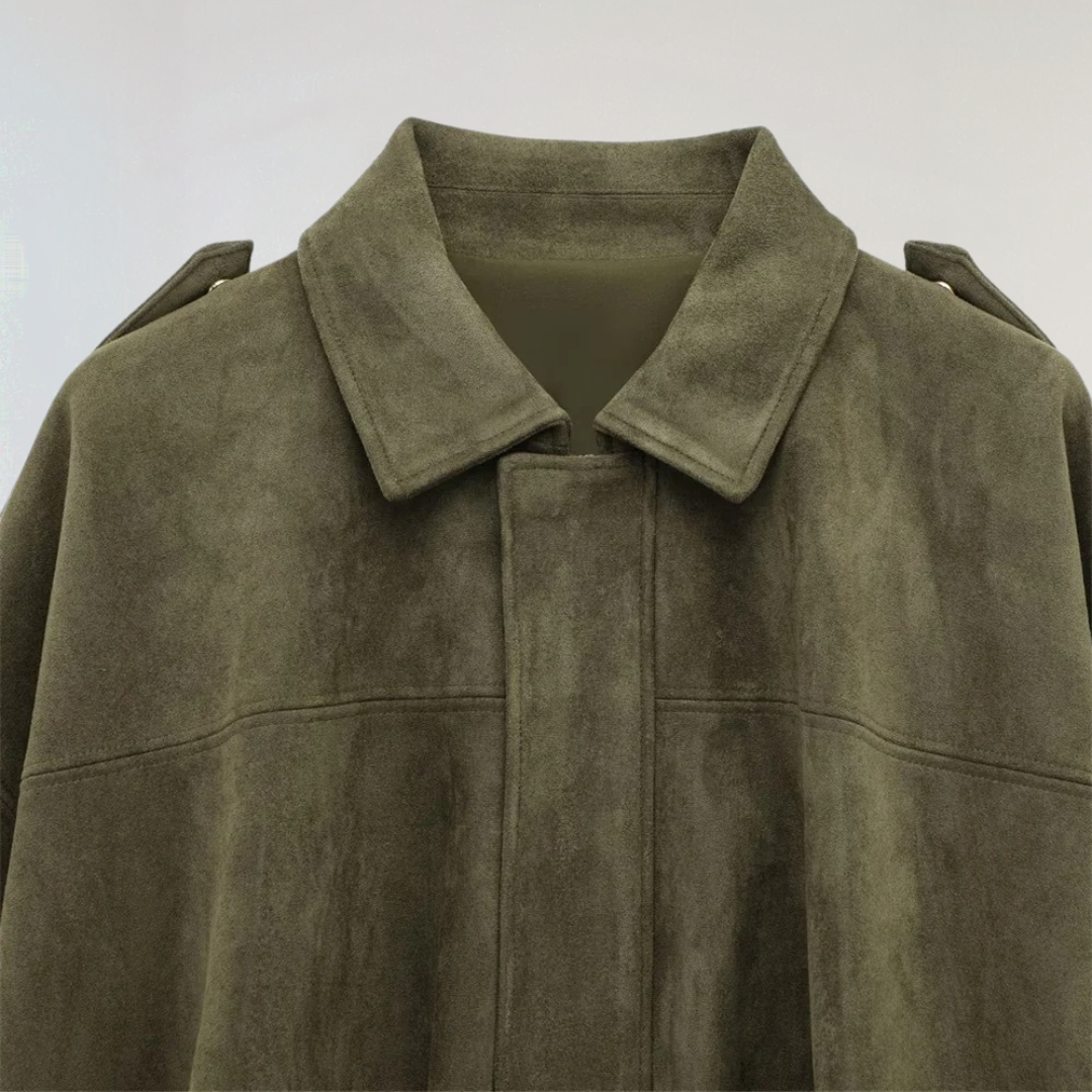 Trendy Faux Suede Bomber Jacket