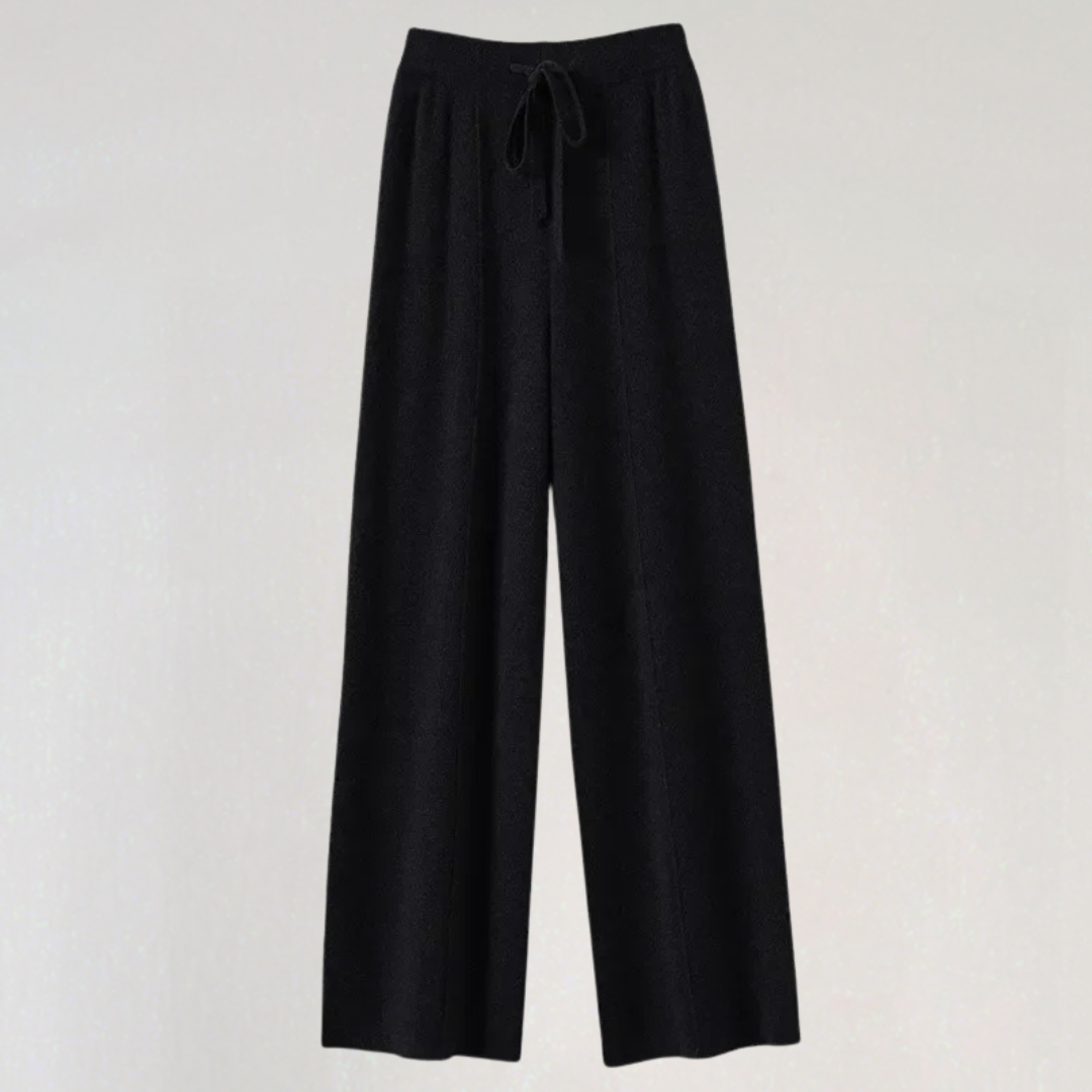 Women’s Cashmere Wide-Leg Knit Pants | High-Waist Lounge Trousers for Winter Comfort & Style