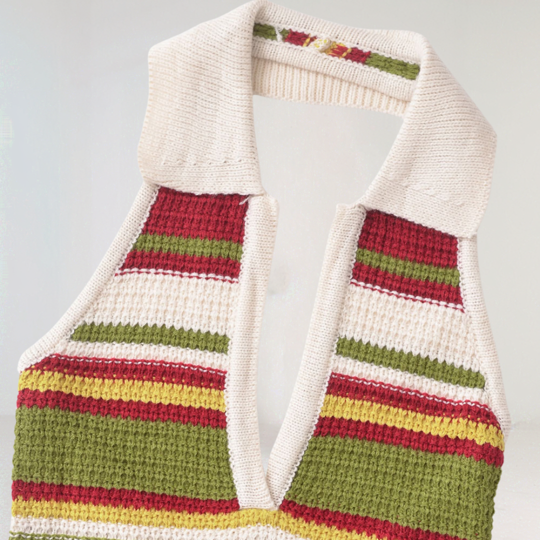 Boho Crochet Halter Knitted Mini Dress