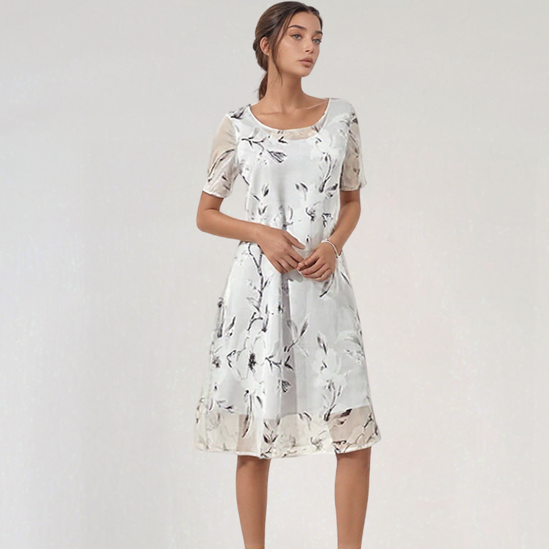 Soft Flowing Midi Dress with Floral Print