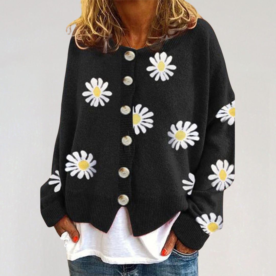 Cozy Floral Button-Up Cardigan for Women