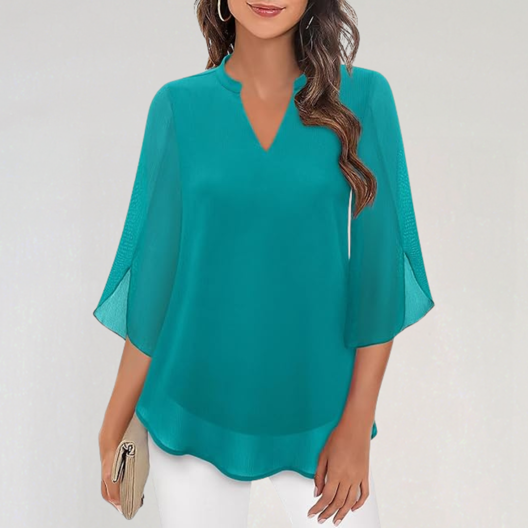 Airy Split Sleeve Chiffon Summer Shirt