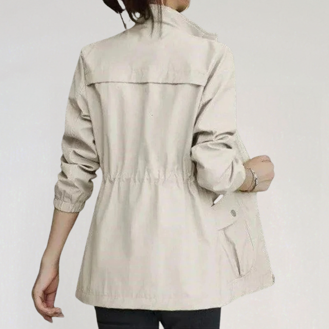 Casual Trench Coat Jacket for Women | Zip-Up Windbreaker with Pockets