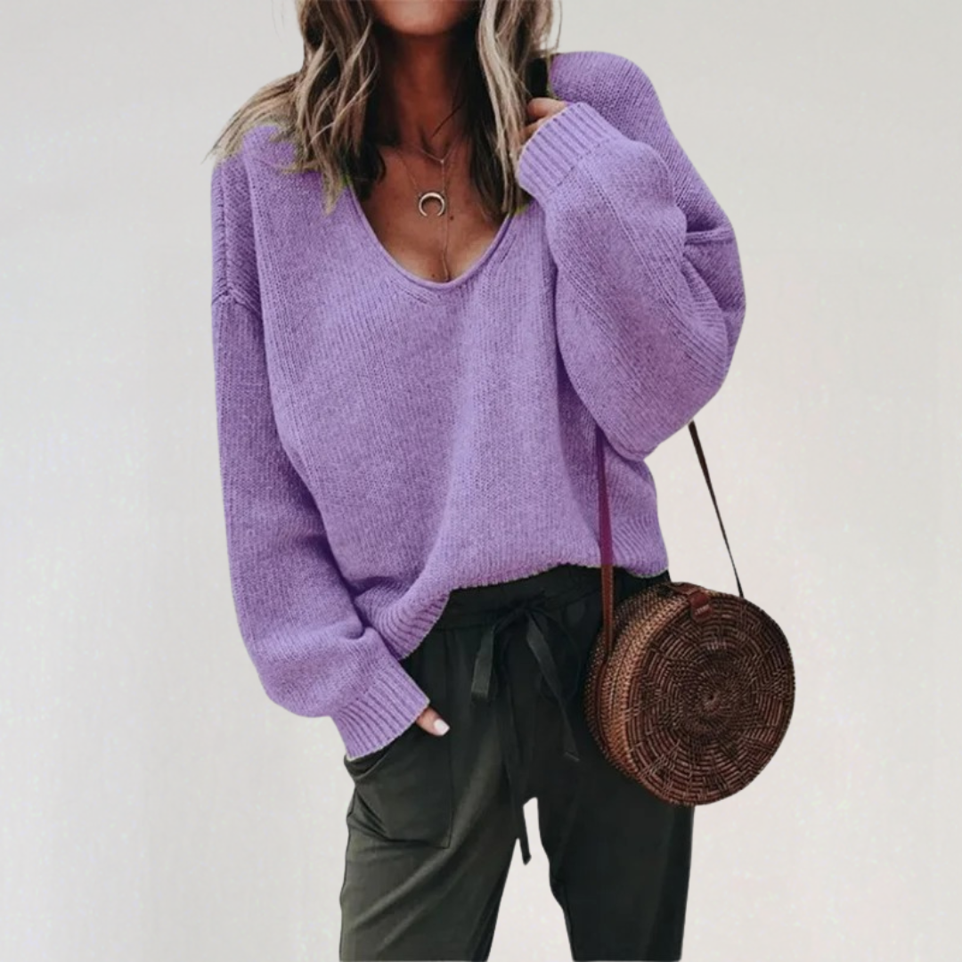 V-Neck Sweater for Women | Cozy Knit Pullover for Fall & Winter Outfits
