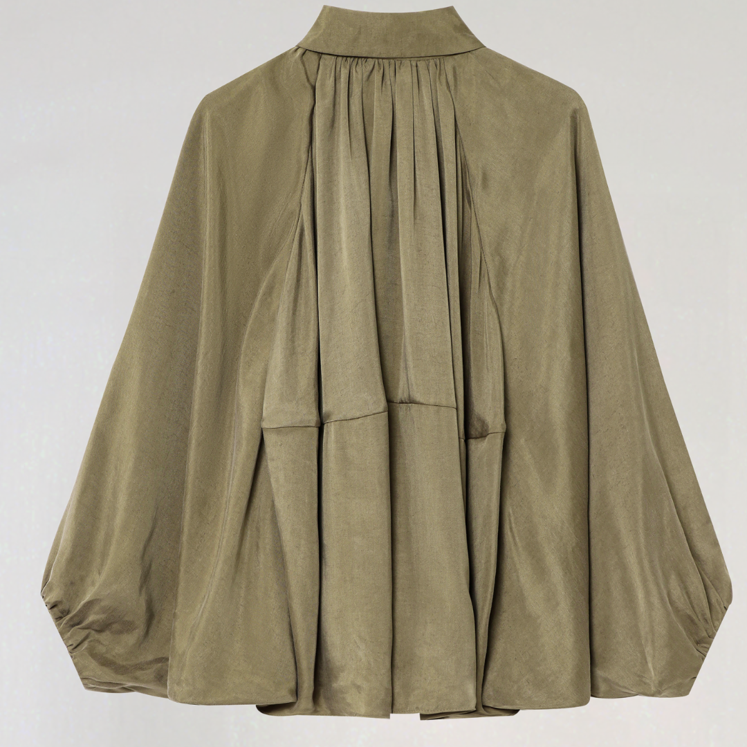 Elegant Pleated Bomber Jacket with Zip Closure