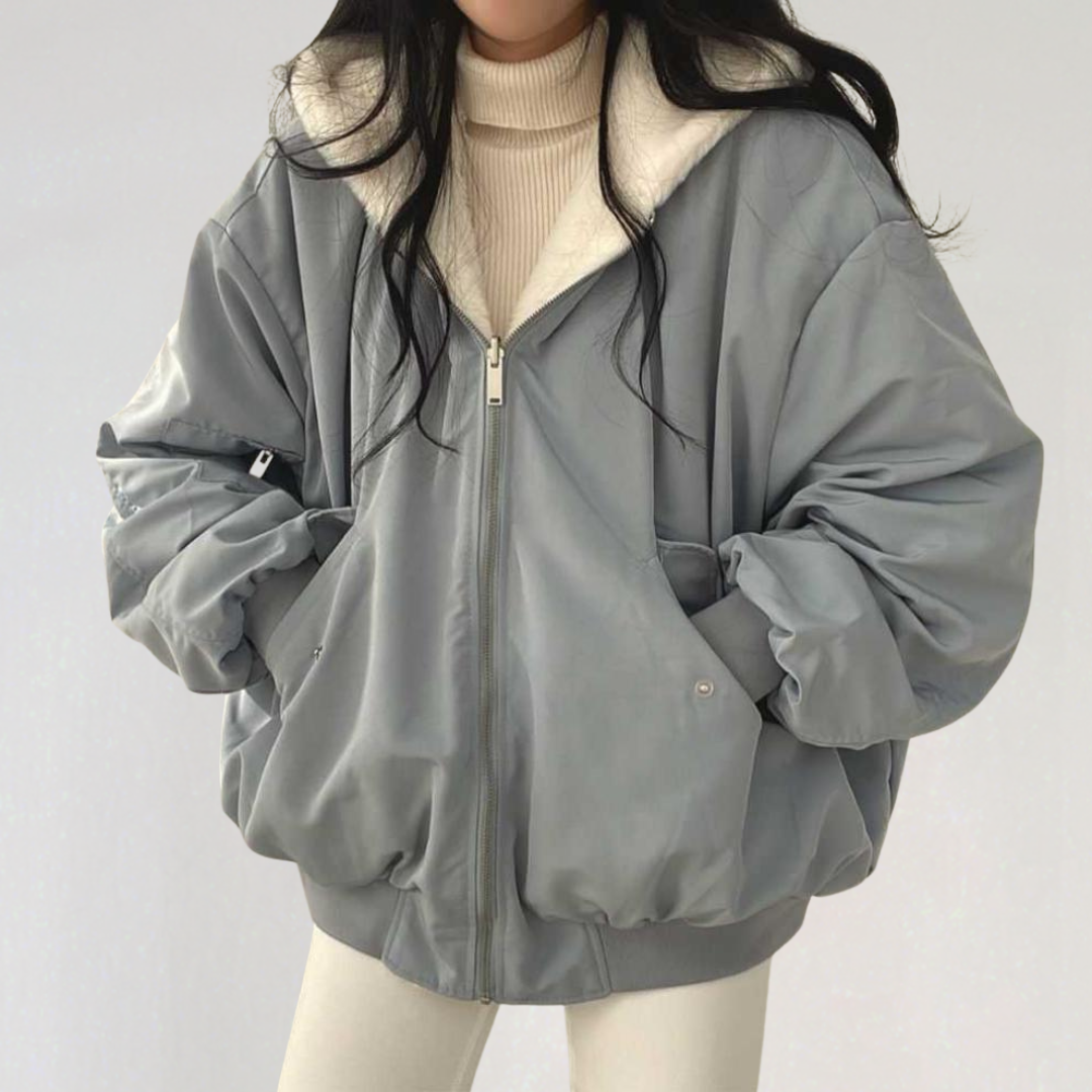 Reversible Teddy Fleece Bomber Jacket | Warm Coat With Hood