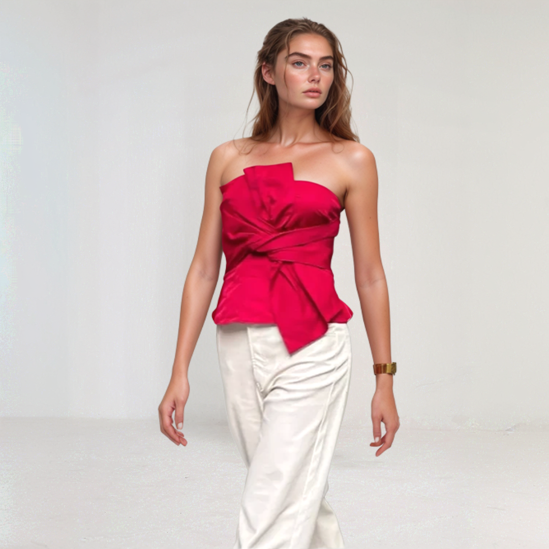 Elegant Strapless Bow Top