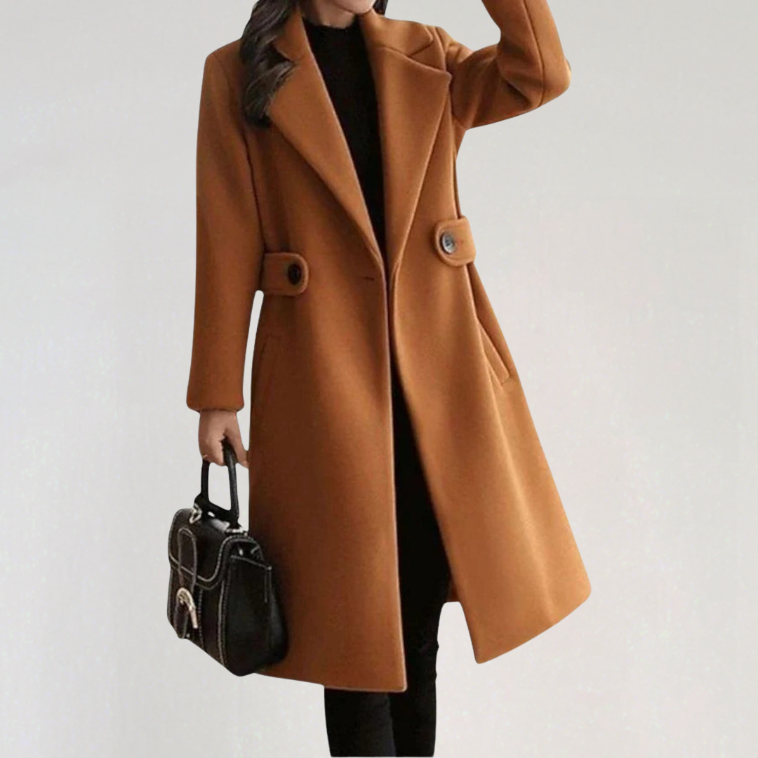 Elegant Wool Coat with Narrow Belt for Women