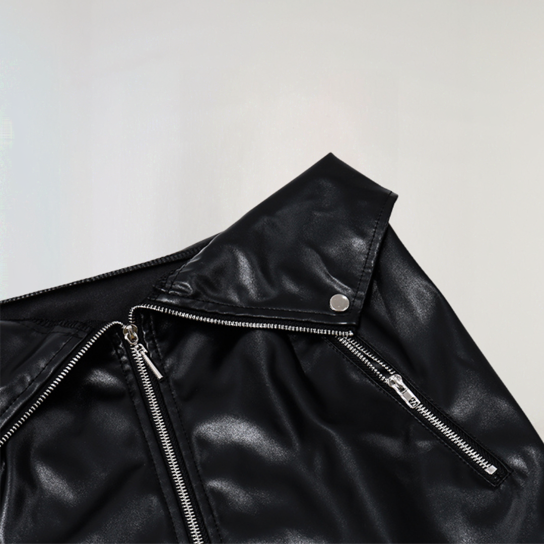 Faux Leather Mini Skirt with Zipper