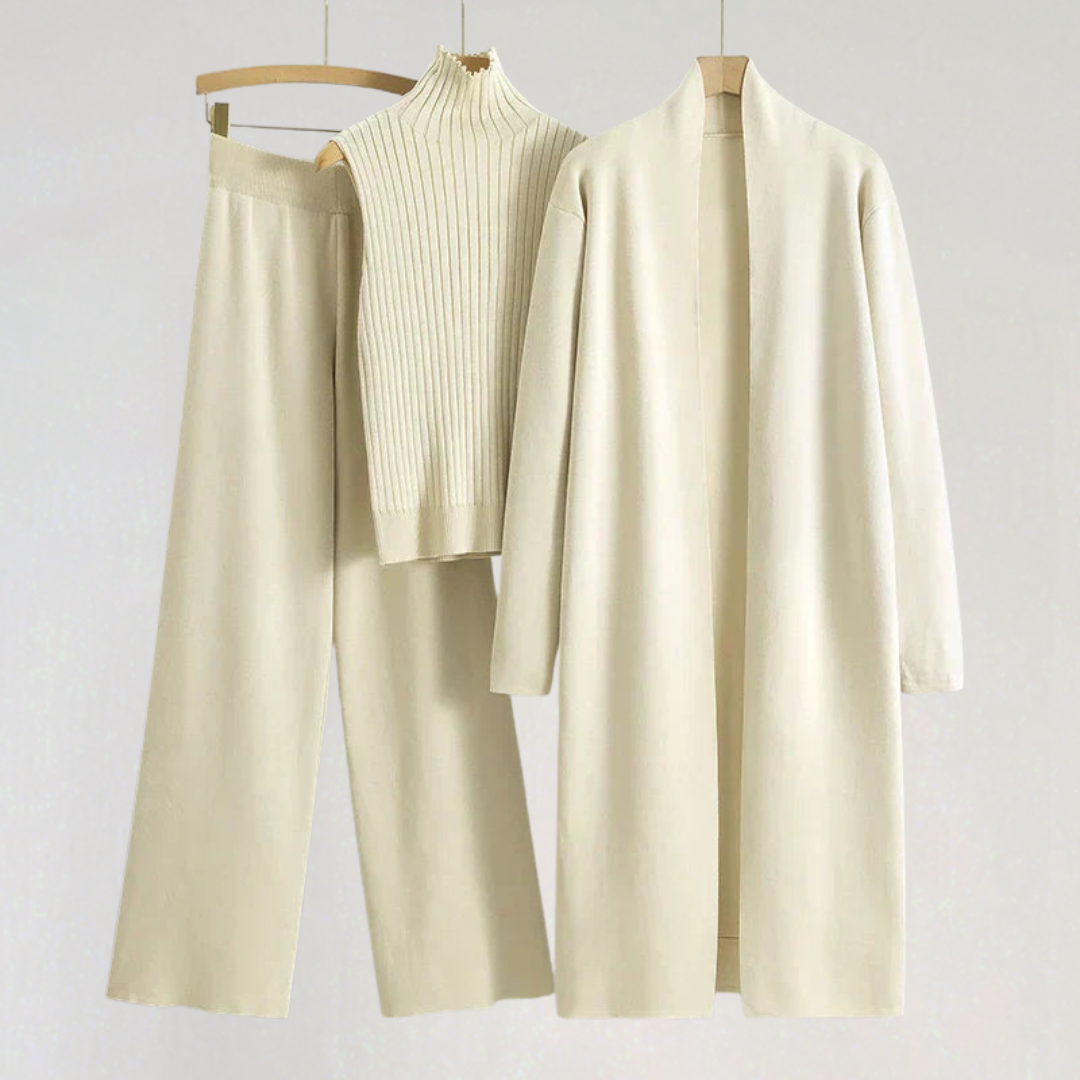 Elegant 3 Piece Winter Set for Women | Matching Knit Loungewear Set