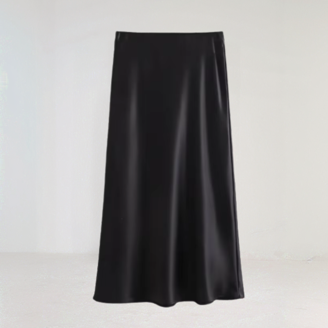 Elegant Satin Midi Skirt