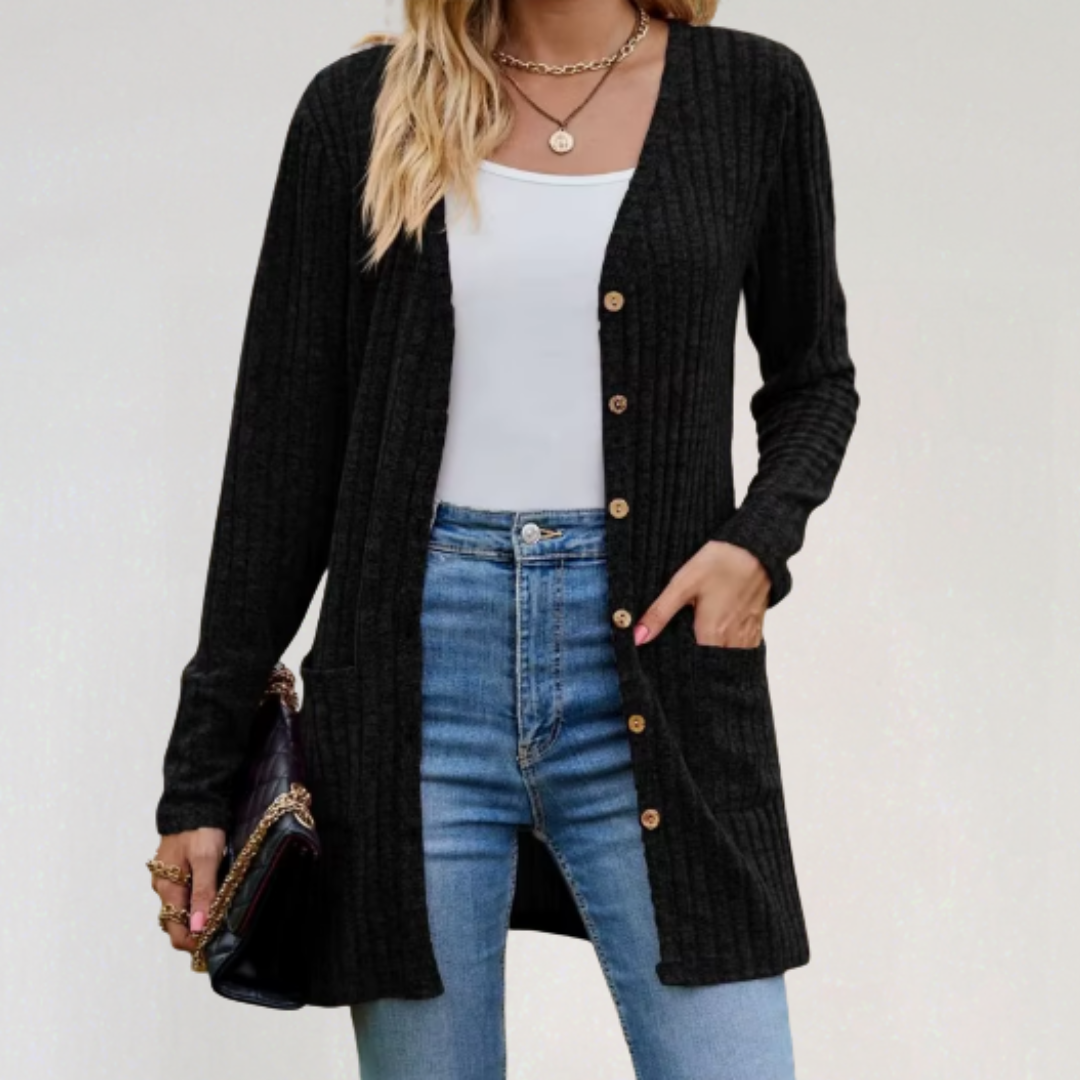 Long Sleeve Ribbed Knit Cardigan