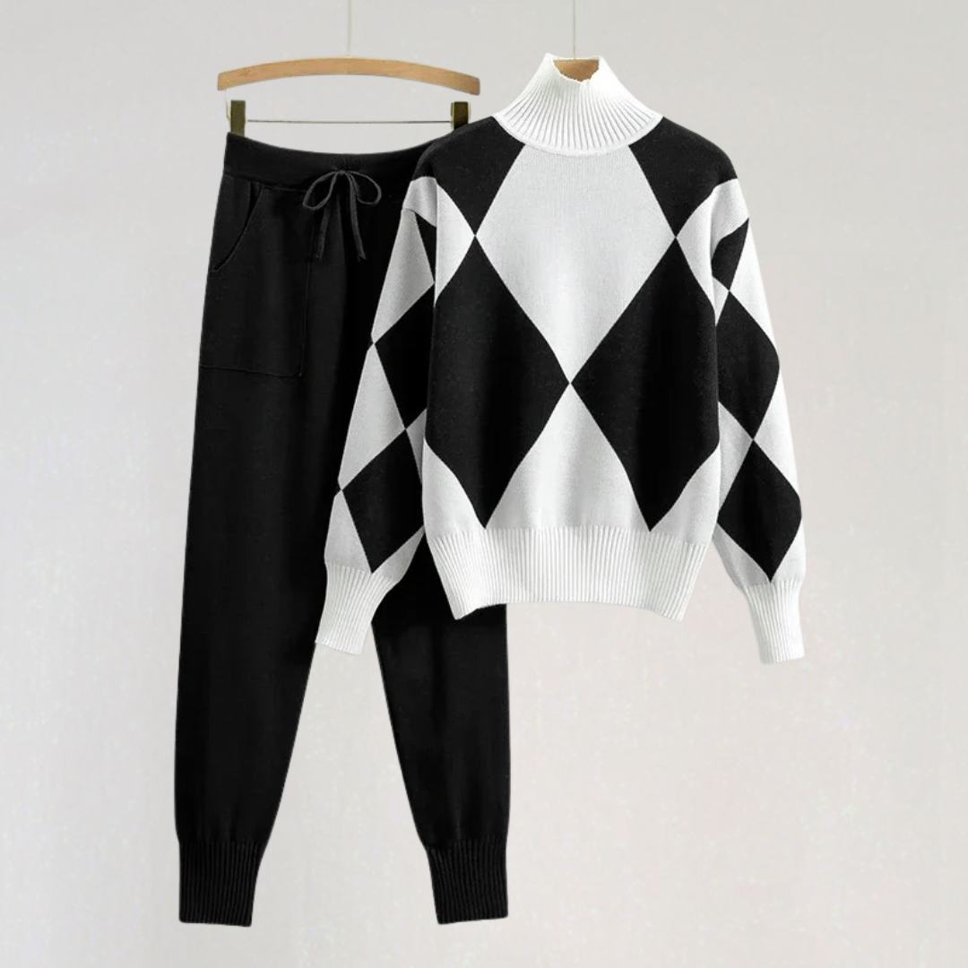 Knit Lounge Set for Women | Cozy Turtleneck Sweater & Jogger Set