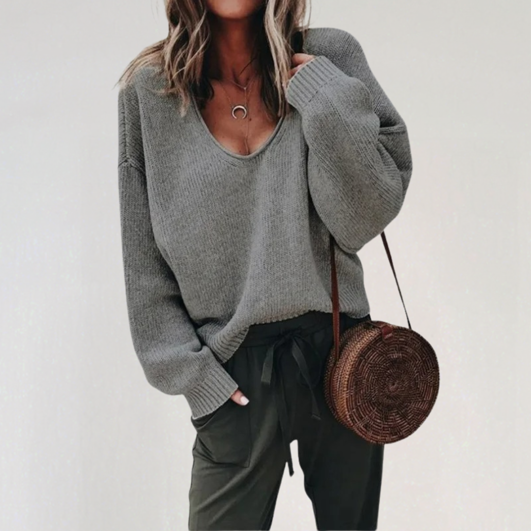 V-Neck Sweater for Women | Cozy Knit Pullover for Fall & Winter Outfits
