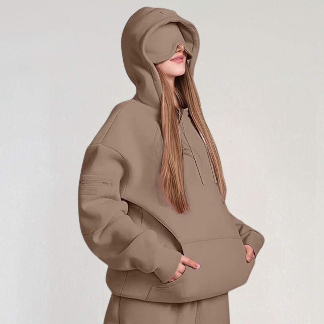Oversized Hoodie with Built-in Sleep Mask | Cozy Travel Hoodie for Women