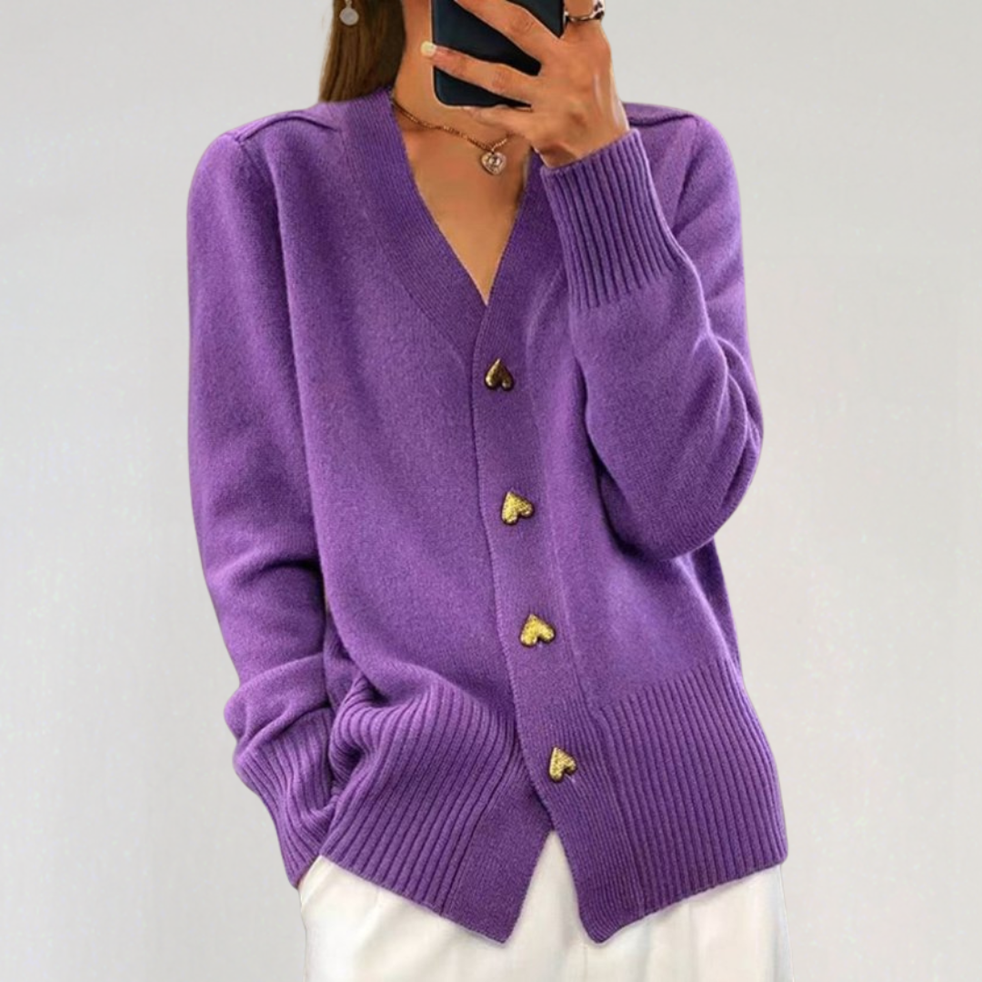 Knitted Heart Button Cardigan