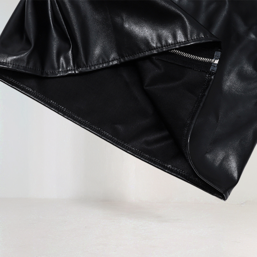 Faux Leather Mini Skirt with Zipper