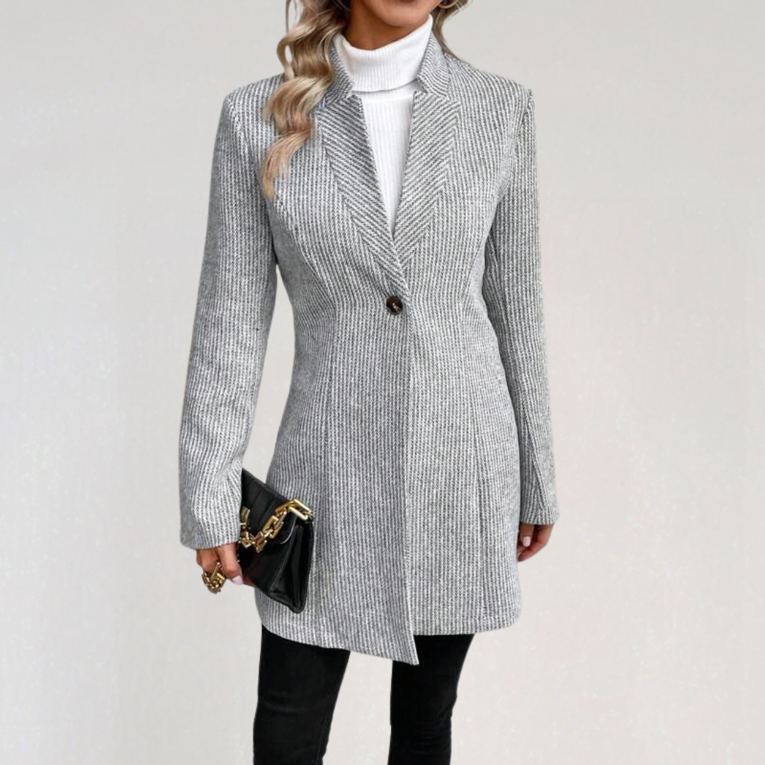 Elegant Women’s Long Blazer Coat | Slim Fit Business Casual Jacket with One Button
