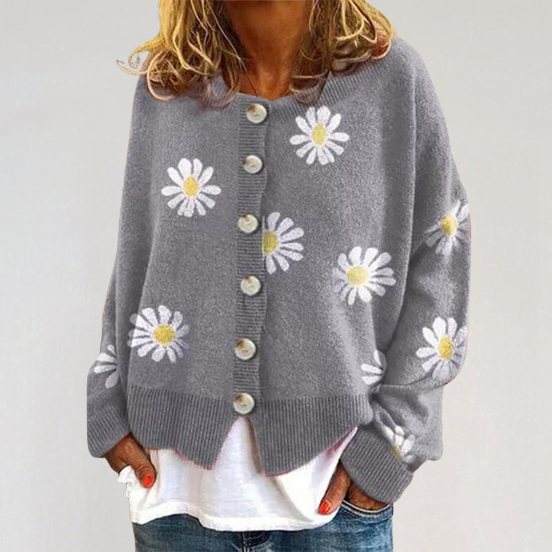 Cozy Floral Button-Up Cardigan for Women