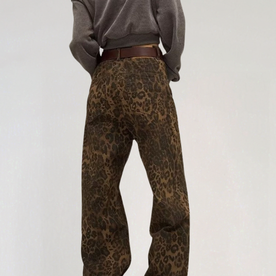 Jeans with Leopard Print for Women