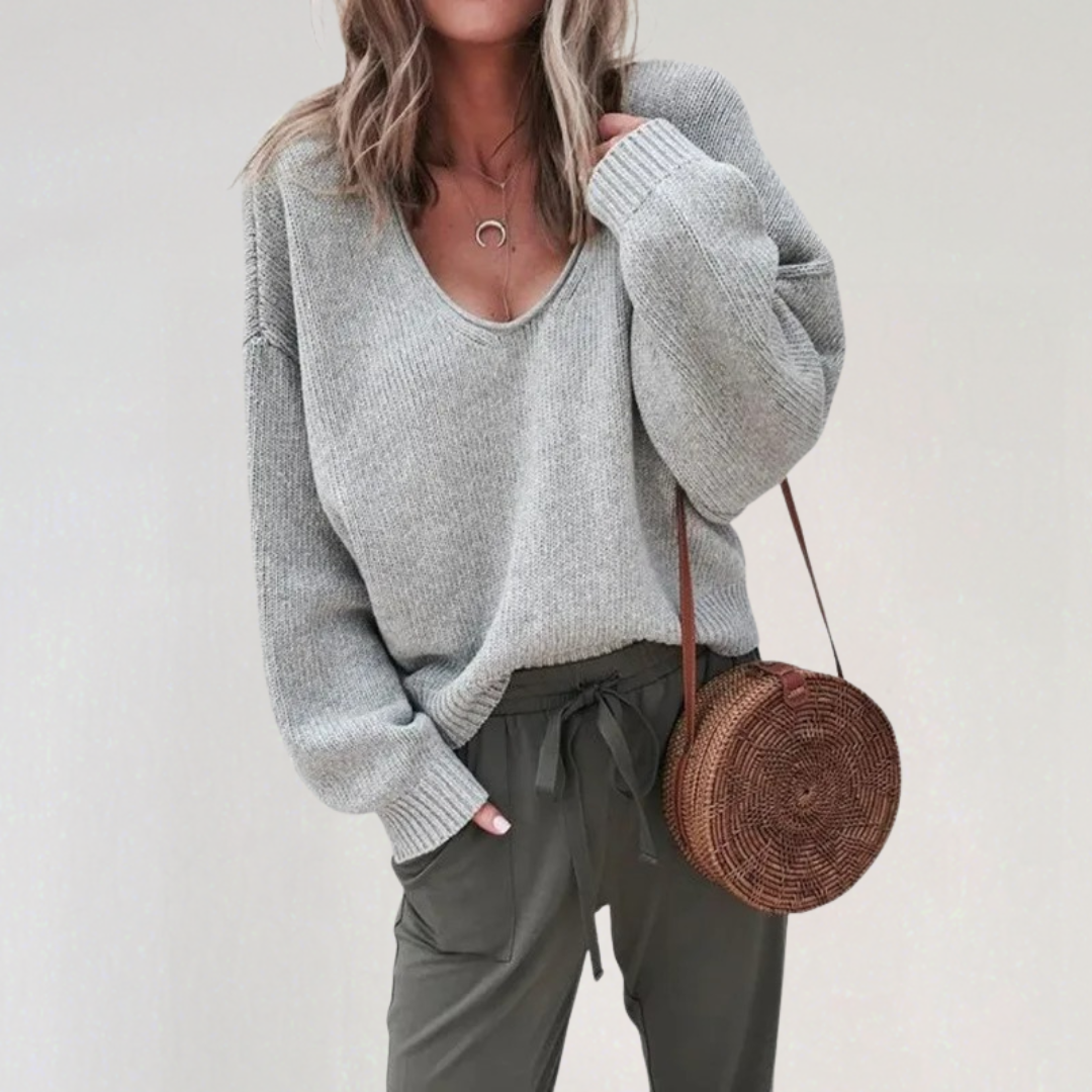 V-Neck Sweater for Women | Cozy Knit Pullover for Fall & Winter Outfits