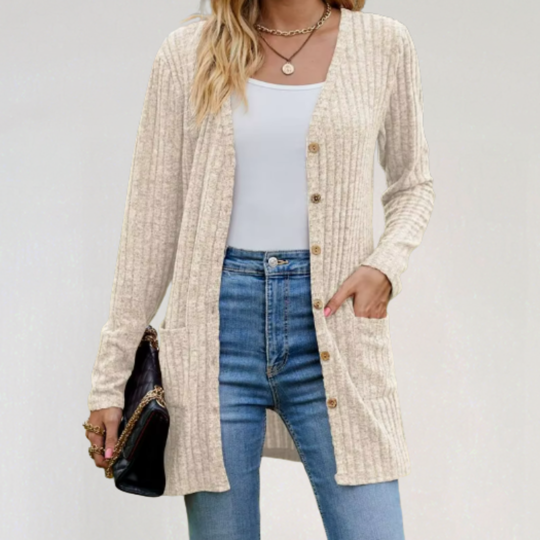 Long Sleeve Ribbed Knit Cardigan