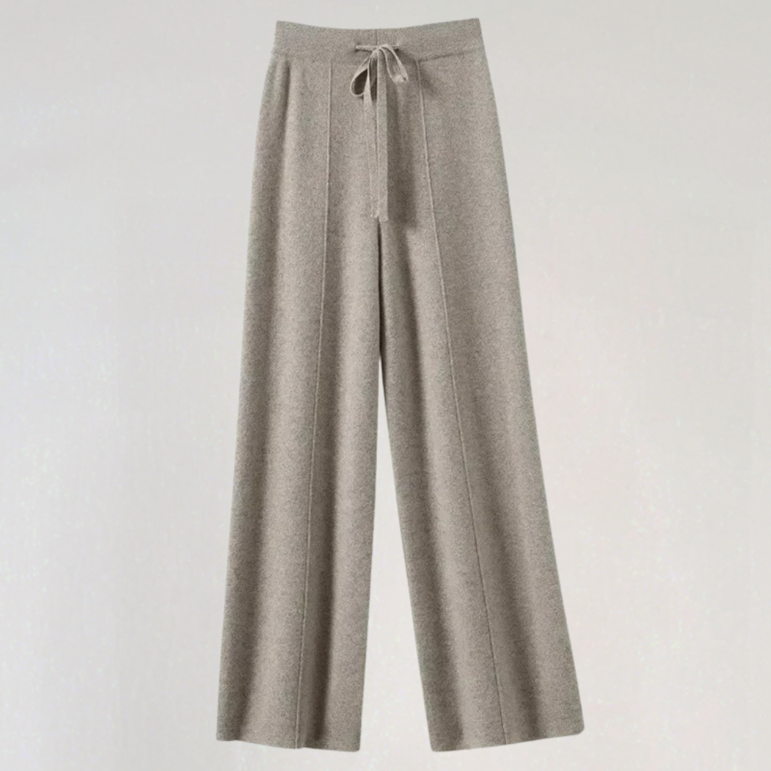 Women’s Cashmere Wide-Leg Knit Pants | High-Waist Lounge Trousers for Winter Comfort & Style