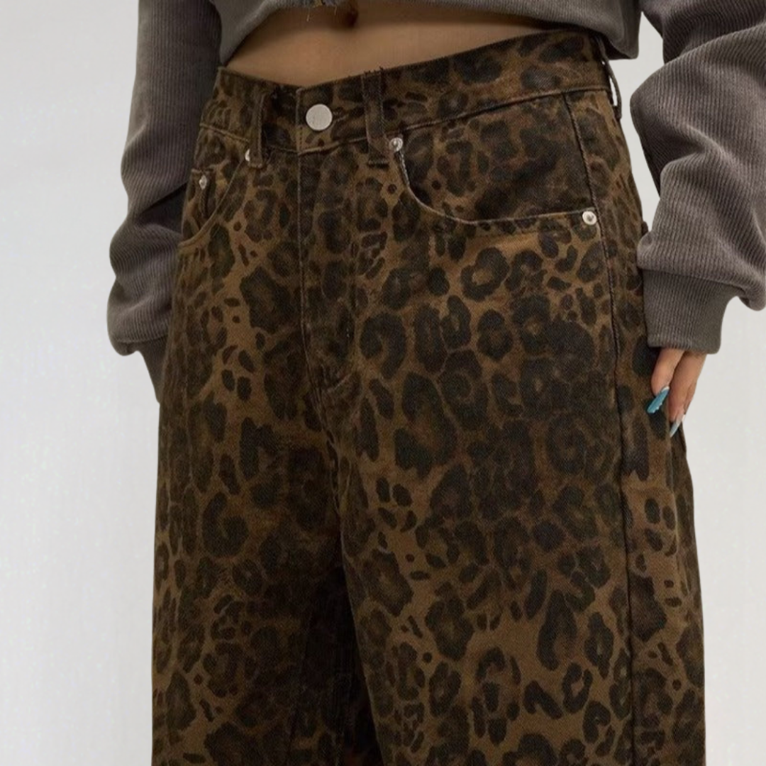 Jeans with Leopard Print for Women